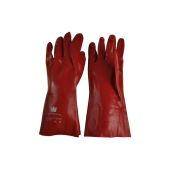Handschoen PVC rood lengte 35 cm