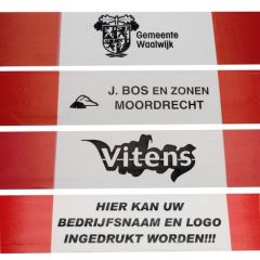 Afzetband rood/wit per rol: Bedrijfsnaam en/of logo