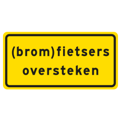 Tekstbord a/r3/dor 80x40 cm geel met tekst: (Brom)fietsers oversteken