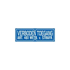 Tekstbord pvc/lak/vlak 35x12 cm Verboden toegang art. 461 Wetb. v. Strafr.