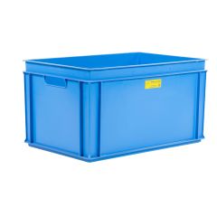 Stapelbak 60L 60x40x32,5cm blauw z/deksel