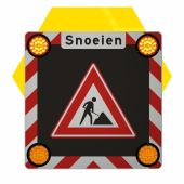 Actiescherm vast met 4 LED-lampen 12V 80x80 cm + tekst: Snoeien
