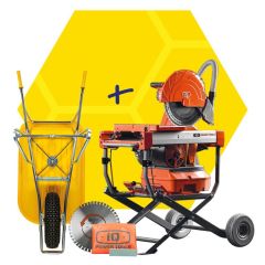 Actieset: Steenzaagmachine IQMS362i + 2x zaagblad + beschermhoes + slijpsteen + SMB kruiwagen