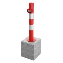 Anti parkeerpaal model 90 DS rood/wit met discusslot zonder poer