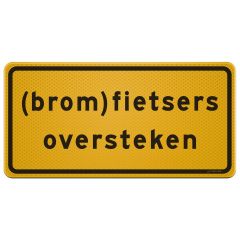 Tekstbord a/r3/dor 80x40 cm geel met tekst: (Brom)fietsers oversteken