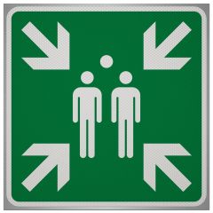 Pictogrambord verzamelplaats a/r3/driezijdig 40x40cm incl. beugel