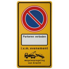 Tekstbord a/r3/dor 53x100 cm geel model E01 + OB304
